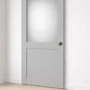 Super Prix Porte Coulissante Athena Gris Clair Vitrée H204 x L83 cm, serrure condamnation GD MENUISERIES