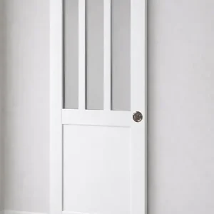 Porte Coulissante Atelier Blanc H204 x L83 cm, serrure condamnation GD MENUISERIES Solde