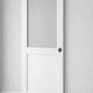Paiement Sécurisé Porte Coulissante Atelier Blanc H204 x L83 cm sans meneau, serrure condamnation GD MENUISERIES