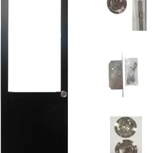 Super Prix Porte Coulissante Atelier Noir H204 x L83 cm sans meneau, serrure condamnation GD MENUISERIES