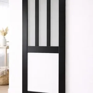 Porte Coulissante Atelier noir, panneau blanc Vitrée H204 x L83 cm GD MENUISERIES Prix Choc