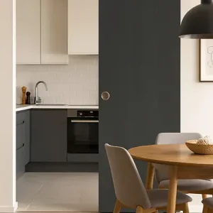 Porte Coulissante Effet Chêne Anthracite Grey Oak H204 x L93 cm,Rail Alu, coquilles GD MENUISERIES Offre Spéciale