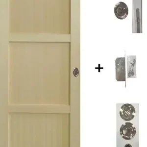 Porte Coulissante bois Ayous 3 Panneaux H204 x L83 cm, serrure condamnation GD MENUISERIES Acheter Direct