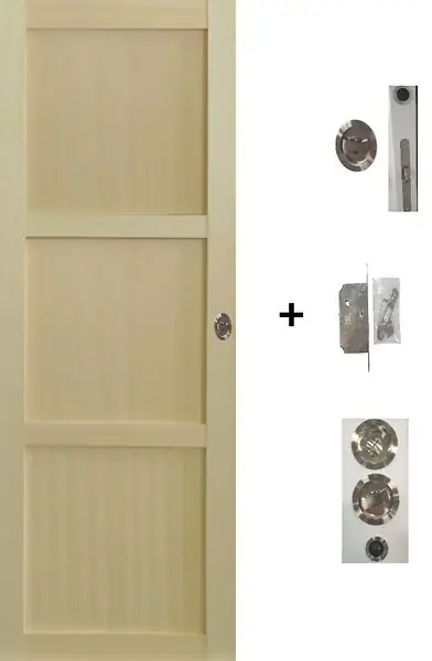 Porte Coulissante bois Ayous 3 Panneaux H204 x L83 cm, serrure condamnation GD MENUISERIES Acheter Direct