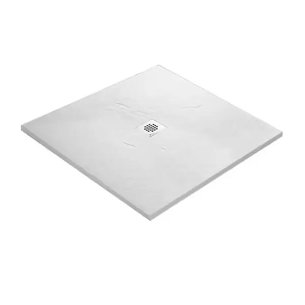 Haute Qualité Receveur résine U-Tile blanc imitation ardoise - grille carrée centrée MARMOX