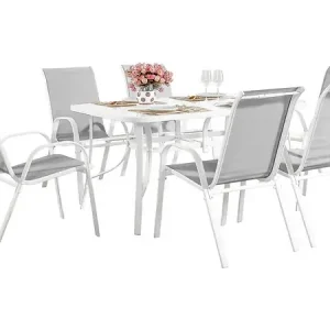 Achat Immédiat Table et chaises de jardin en textilène "Cordoba" - Phoenix - 6 places - Gris HABITAT ET JARDIN