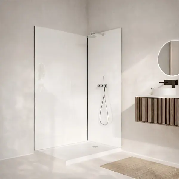 Lot 2 panneaux muraux aluminium Blanc 80 et 120 x 250 cm avec profilés chrome - WALL‘IT AURLANE Acheter En Ligne