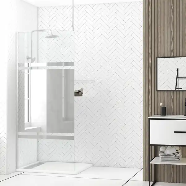 Nouvel Arrivage Paroi de Douche 90x200cm Miroir - Profilé + Barre Plafond Finition Chrome - FREEDOM 2 MIRROR AURLANE