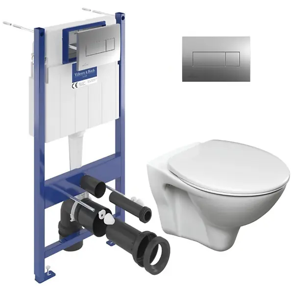 ViConnect Pro S Pack WC bâti-support Villeroy & Boch + WC suspendu Jika Neo + abattant Livea + plaque (VCNSLPRO2CH) Commander Maintenant