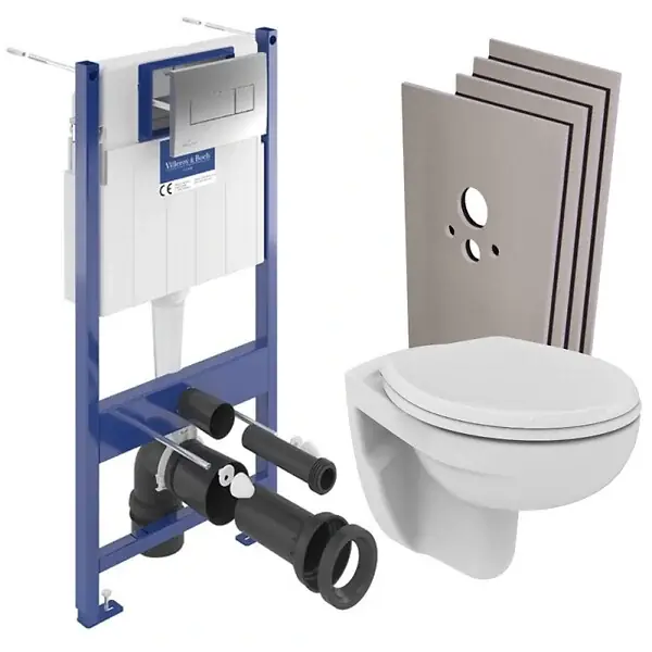ViConnect Pro S Pack WC bâti-support Villeroy & Boch + WC suspendu Porcher + abattant + habillage + plaque (VCNPORCHER2SBCH) Achetez Aujourd'hui