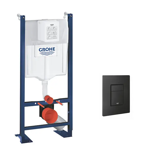 Remise Grohe Pack Bâti autoportant Rapid SL + Plaque de commande double touche, Technologie anti-empreintes, Noir mat (39145000-KF0)