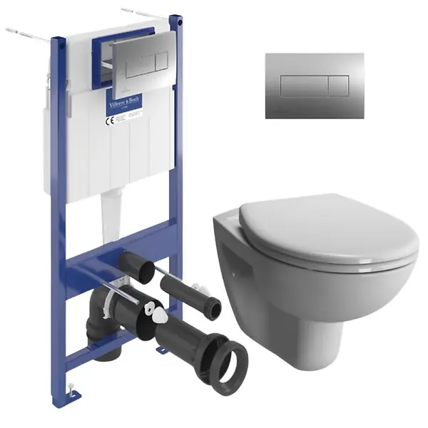 Expédié Aujourd'hui ViConnect Pro S pack WC Bâti Villeroy & Boch + WC Vitra Normus + Abattant softclose + Plaque chrome (VCNNORMUSRS1SP)