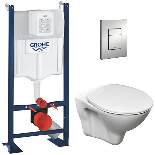 Paiement Sécurisé Pack WC Bâti Autoportant Rapid SL + WC suspendu Jika Neo avec abattant + Plaque chrome (ProjectS-LinePro-1) GROHE