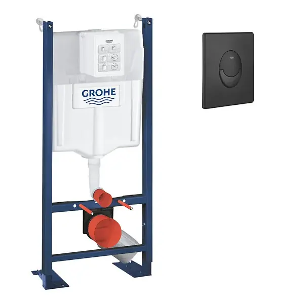 RAPID SL Project bâti support autoportant pour WC, 1.13 M + Plaque de commande double touche, noir mat (39145000) GROHE Vente Directe