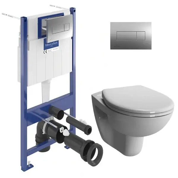 ViConnect Pro S Pack WC Bâti-support + WC sans bride Vitra Normus + Abattant softclose + Plaque (ViConnectNormusRimless-1) VILLEROY & BOCH Expédition Rapide