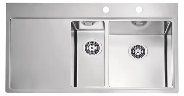 Expédié Aujourd'hui Evier à encastrer Pure - avec 1.5 bac + égoutoir - Inox satiné DIADEM