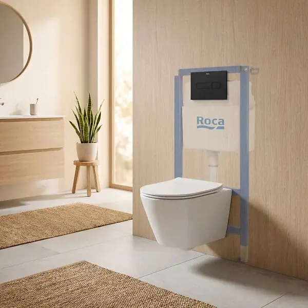 Pack WC bâti-support + WC suspendu sans bride Swiss Aqua Technologies avec abattant SoftClose + plaque (ROSTINWR06-FR) ROCA Pas Cher