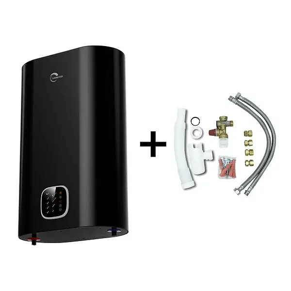 Super Prix Chauffe Eau Electrique Plat Mural Multipositions Kimoro Noir 80 Litres Sannover + Kit d‘Installation Complet NF