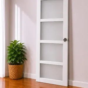 Porte Coulissante Tana blanc Vitrée H204 x L83 cm, serrure condamnation GD MENUISERIES Offre Spéciale