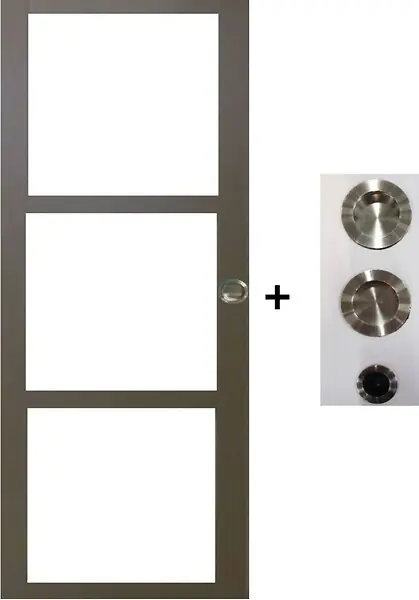 Porte Coulissante Gris Taupe RAL 7006 Vitrage transparent H204 x L83 cm, coquilles, tire doigt GD MENUISERIES Produit De Marque