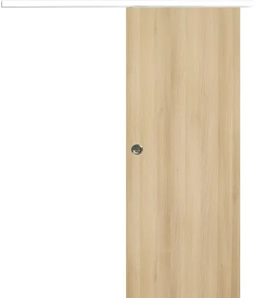 Meilleur Prix Porte Coulissante Décor Chêne Naturel Honey Oak H204 x L93 cm, Rail alu Bandeau Blanc, Coquilles GD MENUISERIES