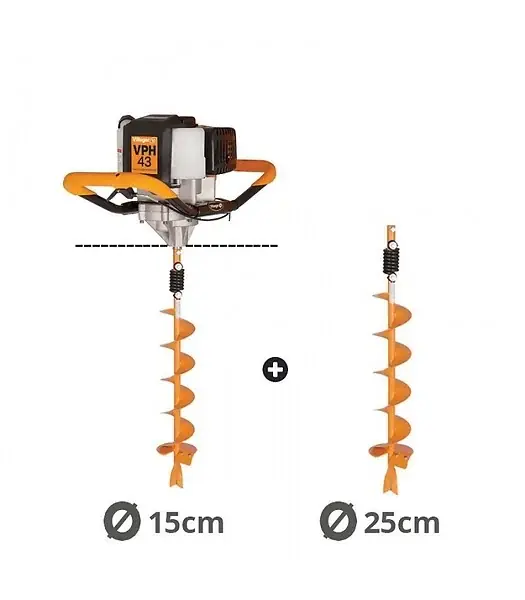 Retour Gratuit Tarière motorisée 43cc 2 temps Villager VPH 43 avec vrilles 15 et 25cm