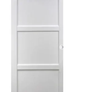 Marque Porte Coulissante Korya Blanc 3 panneaux H204 x L93 cm, Coquilles blanc GD MENUISERIES