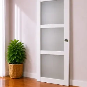 Produit De Marque Porte Coulissante Kenya blanc Vitrée H204 x L93 cm, Coquilles GD MENUISERIES