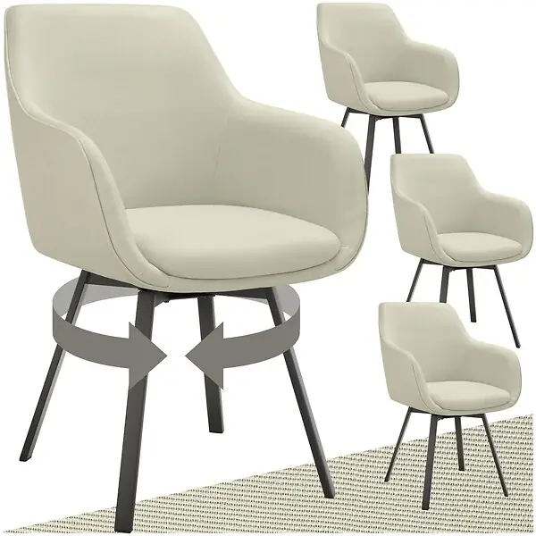 Lot 4 Fauteuils pivotants rembourrés avec accoudoirs gris/beige TECTAKE Top Vente