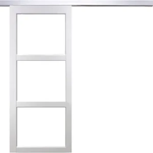 Expédié Aujourd'hui Porte Coulissante Kenya blanc Vitrage transparent H204 x L73 cm, Rail Alu GD MENUISERIES