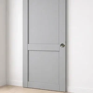 Dernière Chance Porte Coulissante Athena Gris Clair 2 panneaux H204 x L83 cm, coquilles, tire doigt GD MENUISERIES