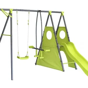 Prix Choc Portique de jeu métal avec toboggan "Dany"- 5 agrès - Vert HABITAT ET JARDIN