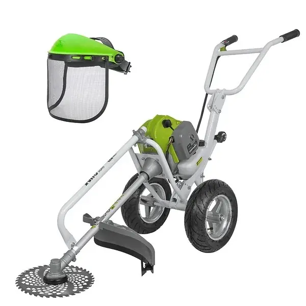 Bon Plan Débroussailleuse Thermique 52cm³ à Roues Lame Ø 255 mm + Casque de sécurité Grillagé VITO
