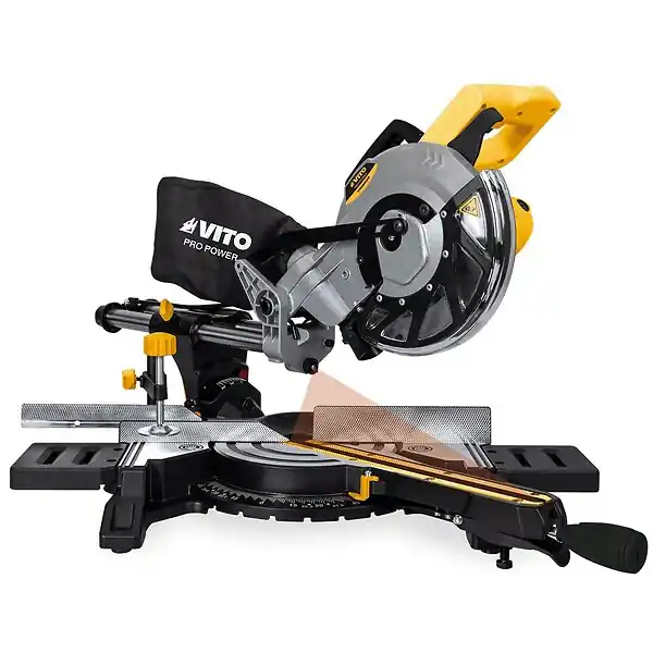 Scie à onglet Ø 210 mm 1500W Télescopique Guide Laser Double rail VITO Prix Choc