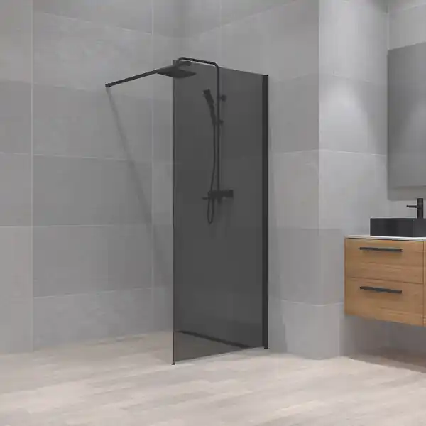 Offre Exclusive Paroi de douche - Verre fumé - 140x190cm KINDFORD