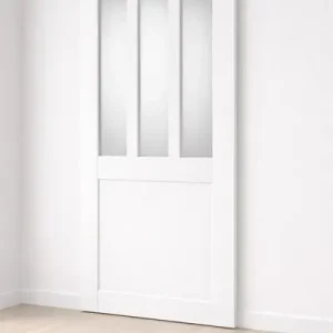 Porte Coulissante Atelier Blanc vitre depoli H204 x L93 cm GD MENUISERIES Solde