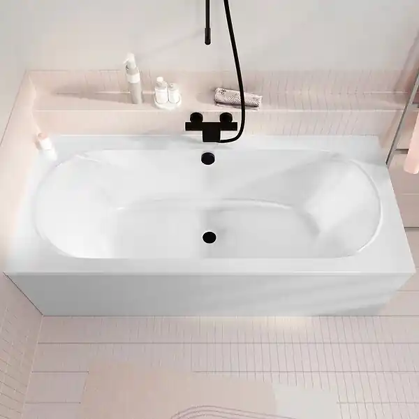 Baignoire rectangulaire duo 170x75x54cm avec dossiers intégrés - Acrylique et ABS blanc brillant ALLIBERT Haute Qualité