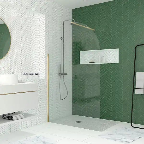 Livraison Express Paroi de Douche arrondie 120x200 cm - Profilé Or Doré Brossé - GOLDY CURVED AURLANE