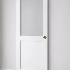 Seulement Aujourd'hui Porte Coulissante Atelier Blanc H204 x L93 cm sans meneau, Coquilles GD MENUISERIES