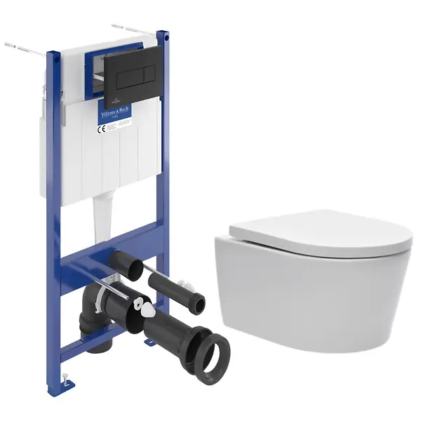 Pack WC Bâti-support sol mur + WC SAT sans bride + Abattant SoftClose + Plaque noire (VCNSAT4) VILLEROY & BOCH Paiement Sécurisé