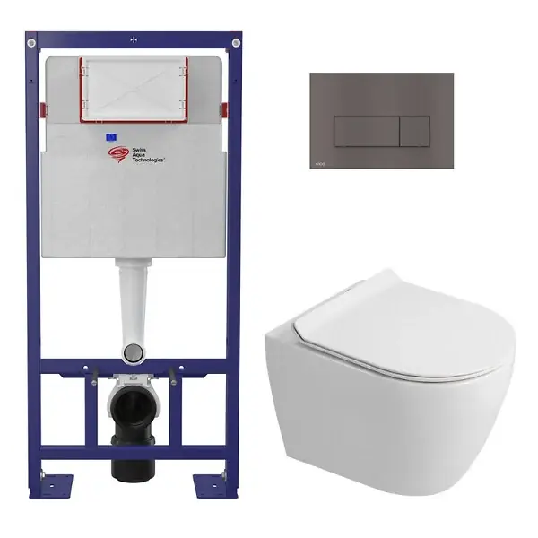 Promotion Pack WC bâti-support autoportant + WC sans bride Ceramia PixL avec abattant SoftClose + plaque (STCEPXWT03-U) SWISS AQUA TECHNOLOGIES