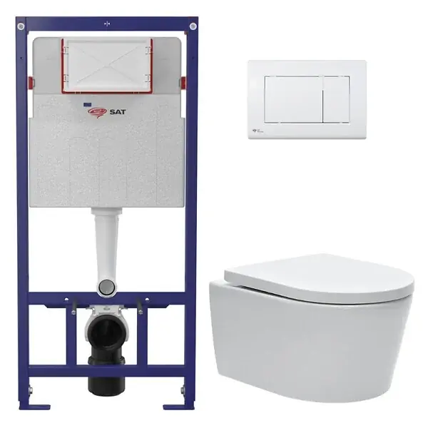 Pack WC bâti ECO 2L Swiss Aqua Technologies + WC suspendu Swiss Aqua Technologies + plaque blanc brillant (STESTBRWR01-FR) Prix Bas