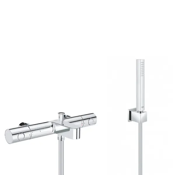 Vente Directe Set bain/douche Mitigeur thermostatique Grohtherm 800 + Stick de douche mural 1 jet, Chrome (34770000-CUBESTICK) GROHE