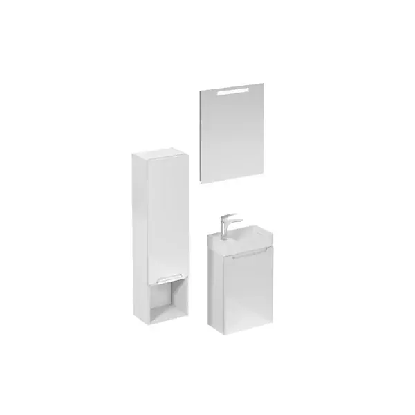 Nouveauté Naturel Ensemble de salle de bain avec lavabo comprenant mitigeur de lavabo, bec et siphon Naturel Stilla blanc brillant (KSETSTILLA022)