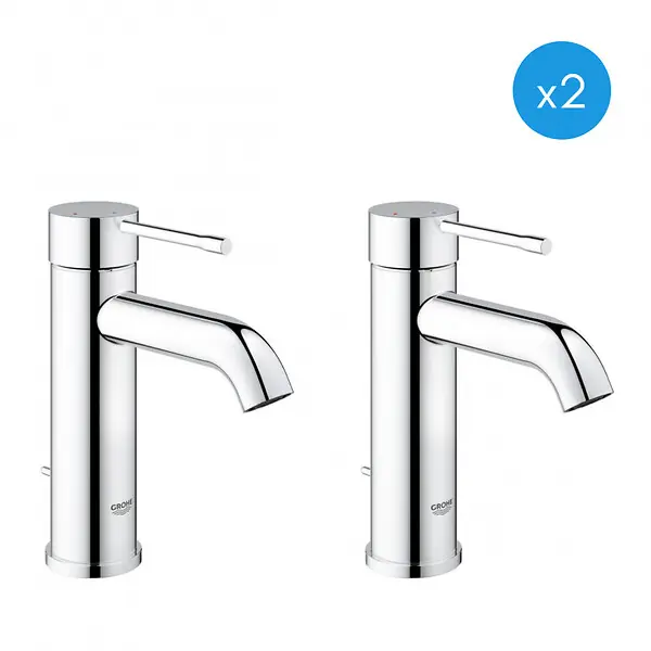 Prix Bas Grohe Essence - Lot de 2 Mitigeurs monocommande 1/2" lavabo Taille S (23591001-DUO)