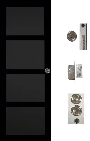 Populaire Porte Coulissante Telia noir 4 panneaux H204 x L73 cm, serrure condamnation GD MENUISERIES