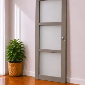Porte Coulissante Gris Taupe RAL 7006 Vitrée H204 x L83 cm, serrure condamnation GD MENUISERIES Produit De Marque