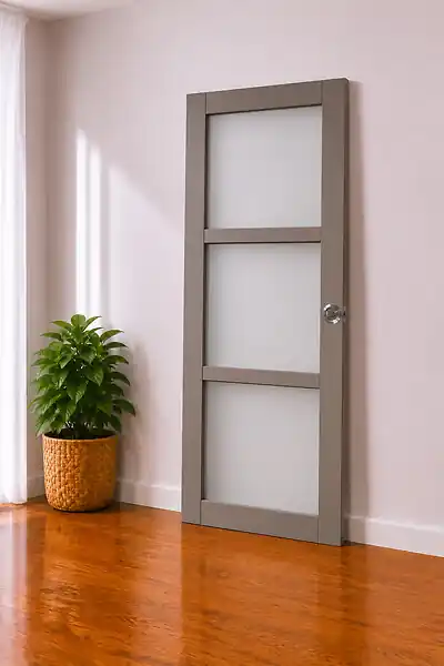 Porte Coulissante Gris Taupe RAL 7006 Vitrée H204 x L83 cm, serrure condamnation GD MENUISERIES Produit De Marque