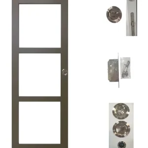 Porte Coulissante Gris Taupe RAL 7006 Vitrage transparent H204 x L83 cm, serrure condamnation GD MENUISERIES Commander Maintenant