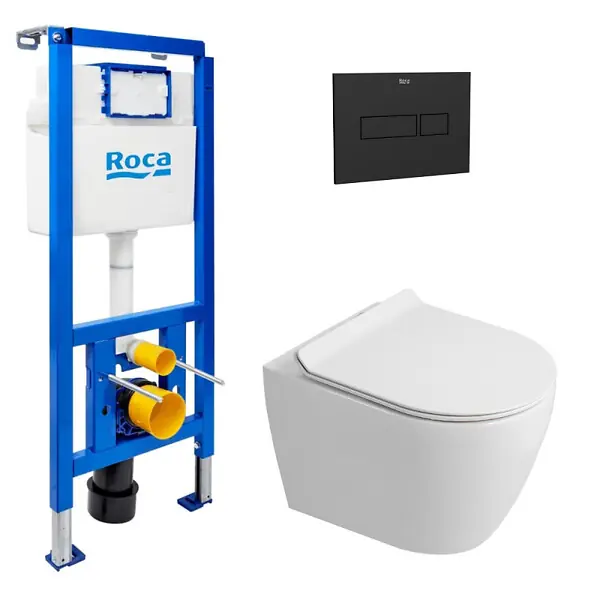 Paiement Sécurisé Pack WC bâti-support + WC suspendu sans bride Ceramia PixL avec abattant SoftClose + plaque (ROCEPXWT06-FR) ROCA